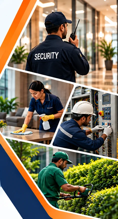 Enovizen security, housekeeping, technical and landscaping staff at work